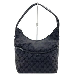 Gucci Black Hobo Bag with Monogram Design